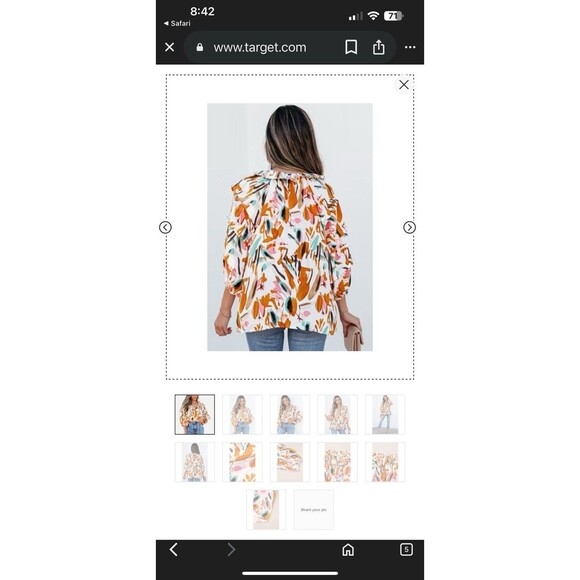 Amaryllis M L Multi Color Ruffled Blouse Flower - Picture 5 of 9